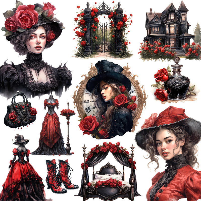Kids Toys Victoria - Victoria Black Rose Stickers, Artisanat, Scrapbooking,