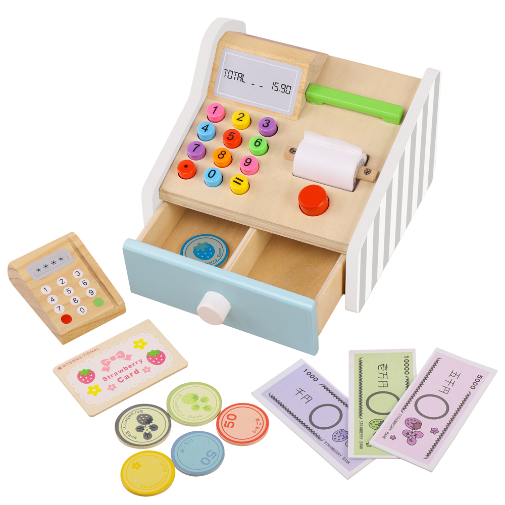 Toy Cash Register - Jouets de caisse enregistreuse en bois,