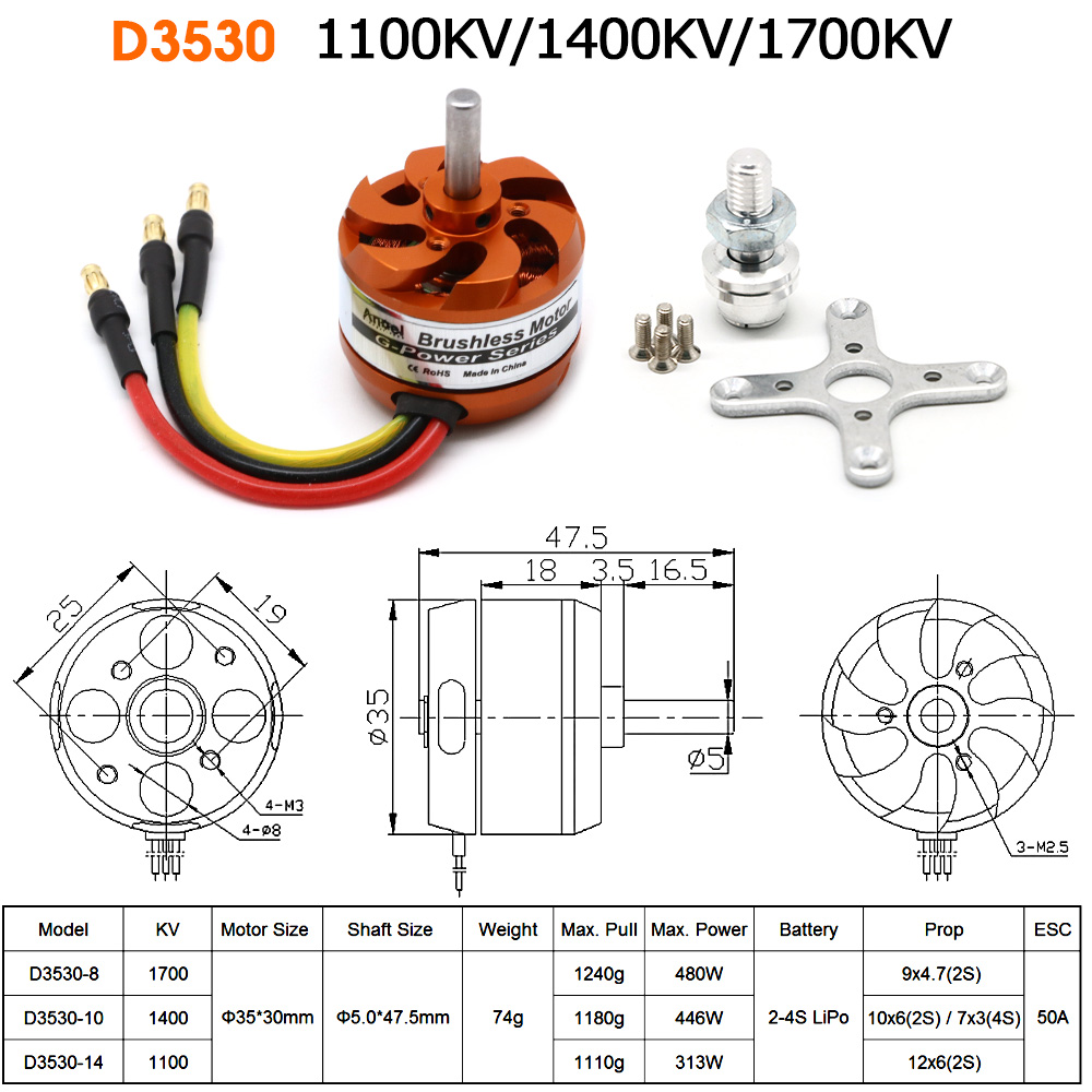 Moteur brushless D3530 1100KV  - Rc Helicopter Mini avis et prix